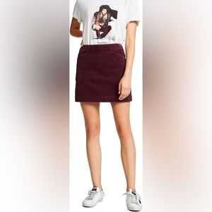 PRICE DROP! AG Adriano Goldschmied NWT “Bernadette”Corduroy Miniskirt, Burgundy